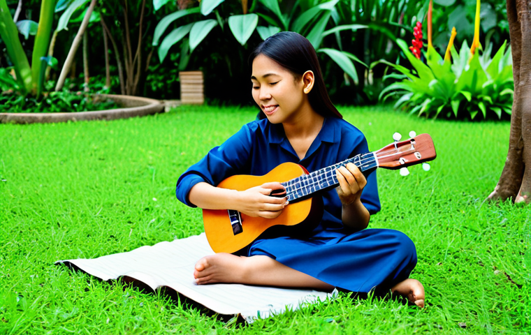 헤이지니의 어린이 음악 교육 콘텐츠 - A group of Thai children, fully clothed in school uniforms, singing together in a school choir, stan...