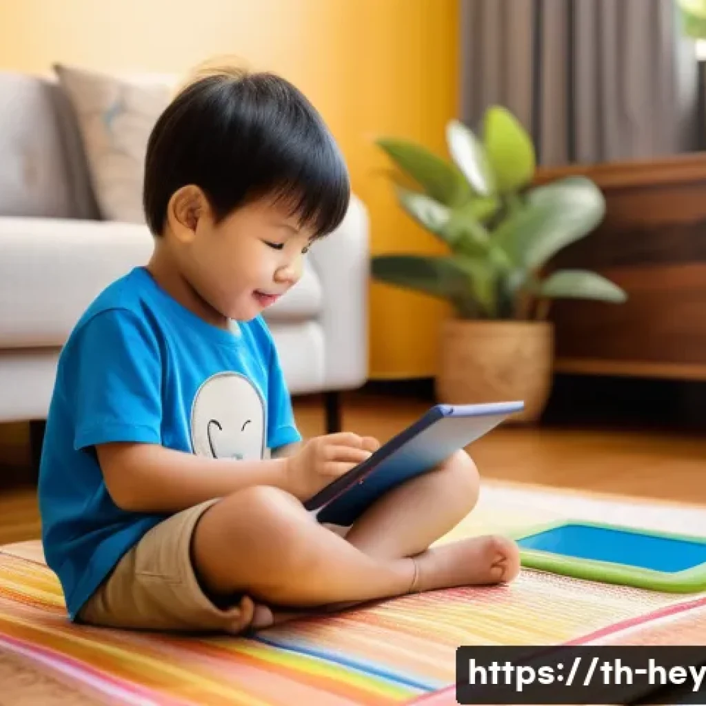 헤이지니와 유아용 콘텐츠의 차별화 - A joyful and curious Thai child, approximately 7 years old, with short, neat hair, wearing a vibrant...