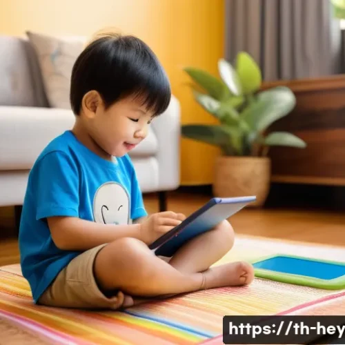 Home 30 헤이지니와 유아용 콘텐츠의 차별화 - A joyful and curious Thai child, approximately 7 years old, with short, neat hair, wearing a vibrant...